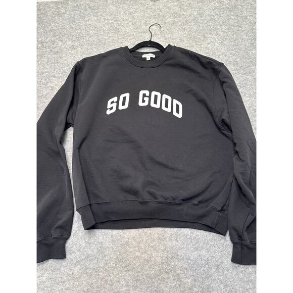 GOOD AMERICAN "So Good" Pullover Sweatshirt Womens 2/Medium Black Heavyweight - Picture 1 of 6